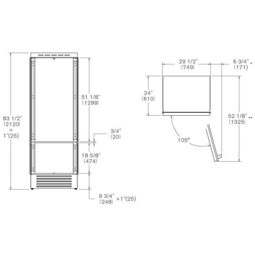 Встраиваемый холодильник Bertazzoni REF755BBRXTT