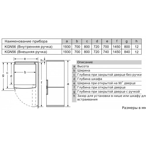Холодильник с нижней морозильной камерой BOSCH KGN56VI20R
