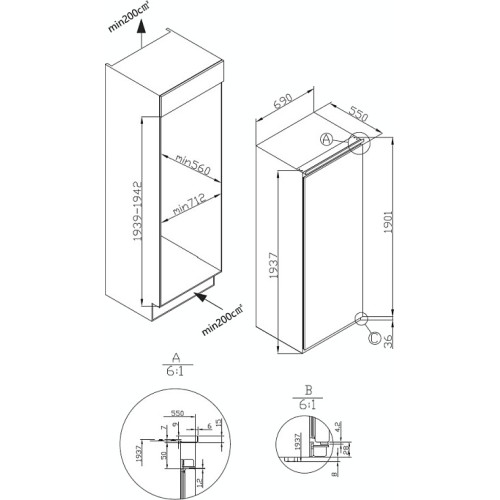 Встраиваемая морозильная камера Korting KSFI 1997