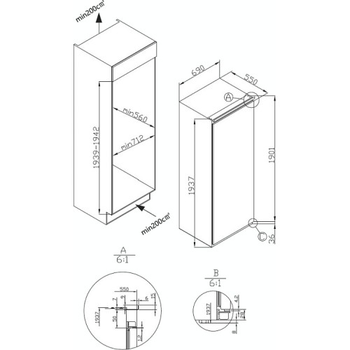 Встраиваемый холодильник Korting KSI 1935