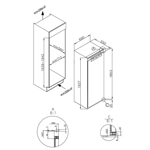 Встраиваемый холодильник Korting KSI 1947