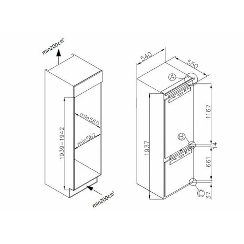 Встраиваемый холодильник Korting KSI 19547 CFNFZ
