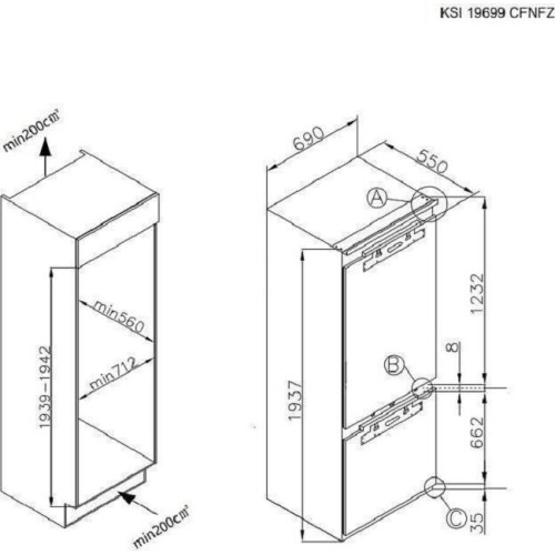 Встраиваемый холодильник Korting KSI 19699 CFNFZ
