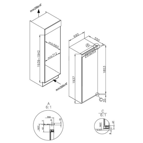 Встраиваемый морозильник Korting KSFI 1955