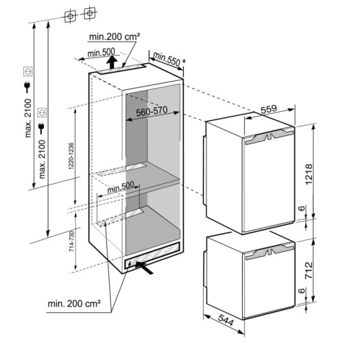 Встраиваемый холодильник Liebherr SBS 33I2 (комбинация из моделей IK 2320 и IG 1024)