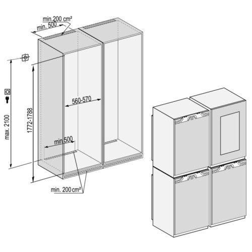Встраиваемый холодильник Side-by-Side Liebherr SBSWdf 64I5 BioFresh NoFrost