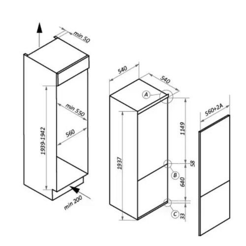 Холодильник встраиваемый MAUNFELD MBF193NFFW