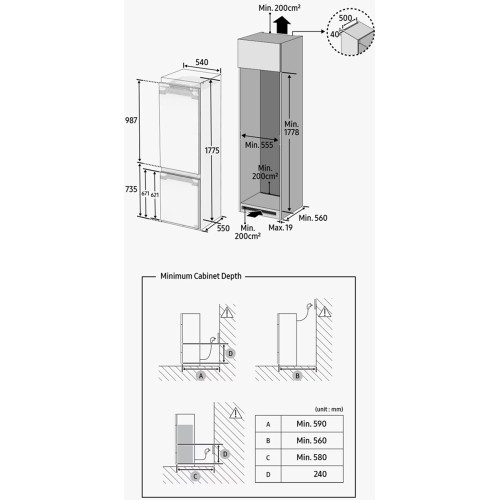 Встраиваемый холодильник Samsung BRB26705EWW