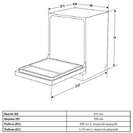Отдельностоящая посудомоечная машина Korting KDF 60240 N