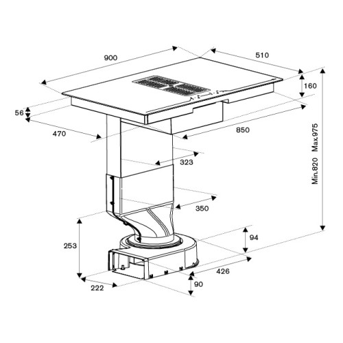 Варочная панель со встроенной вытяжкой Bertazzoni P904ICHNE