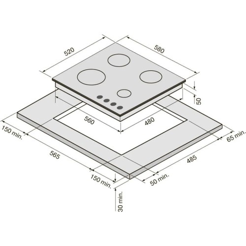 Газовая варочная панель KRONA NEBEL 60 WH W