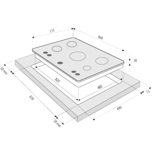 Газовая варочная панель KRONA NOVANTA 90 AN с подставкой WOK