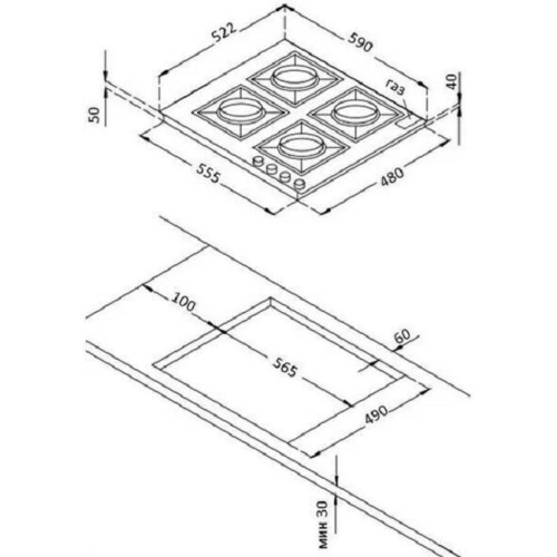 Газовая стеклянная варочная панель Korting HGG 6911 CTRW