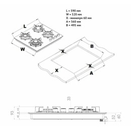Газовая варочная панель Korting HGG 6420 CN