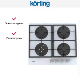 Газовая стеклянная варочная панель Korting HGG 6722 CTW