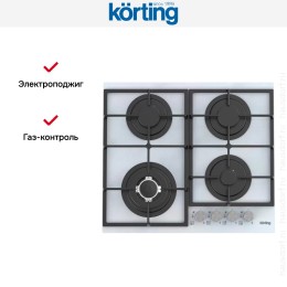 Газовая стеклянная варочная панель Korting HGG 6734 CTW