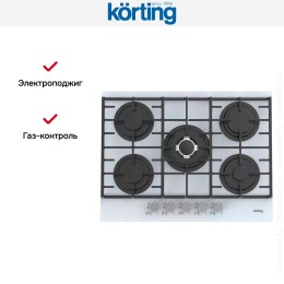Газовая стеклянная варочная панель Korting HGG 7835 CTW