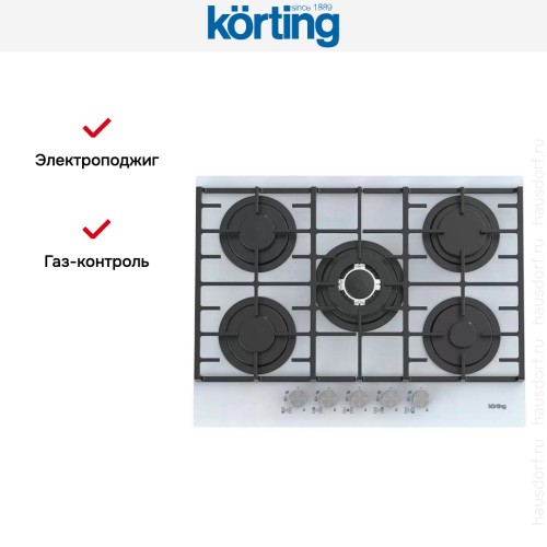 Газовая стеклянная варочная панель Korting HGG 7835 CTW