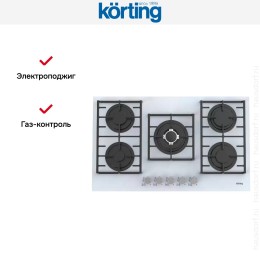 Газовая стеклянная варочная панель Korting HGG 9835 CTW