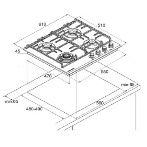 Газовая варочная панель Kuppersberg FG 65 B