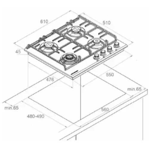 Газовая варочная панель Kuppersberg FS 63 X