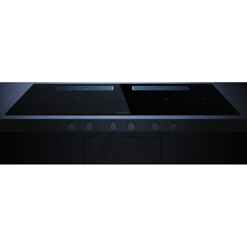 Индукционная варочная поверхность с вытяжкой Kuppersbusch с чёрными ручками KMI 12850.0 SR-S Stainless steel