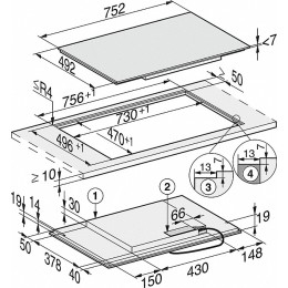 Индукционная панель конфорок с сенсорным управлением Miele KM7414 FX