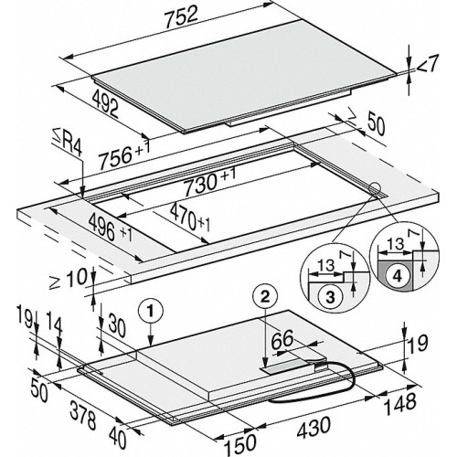 Индукционная панель конфорок с сенсорным управлением Miele KM7414 FX