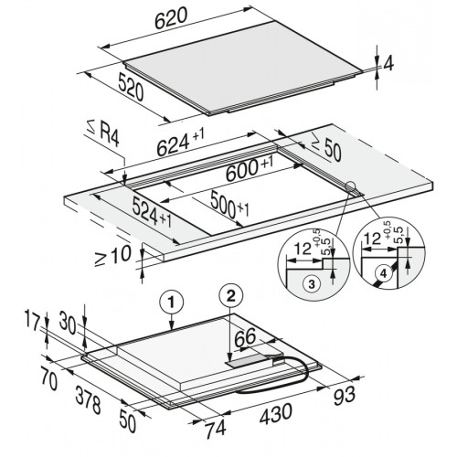 Индукционная панель конфорок с сенсорным управлением Miele KM7465 FL