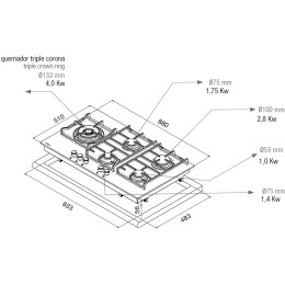 Газовая варочная панель Pando PGA-4491