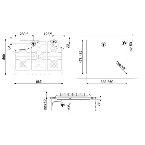 Варочная панель Smeg SE70SGH-5