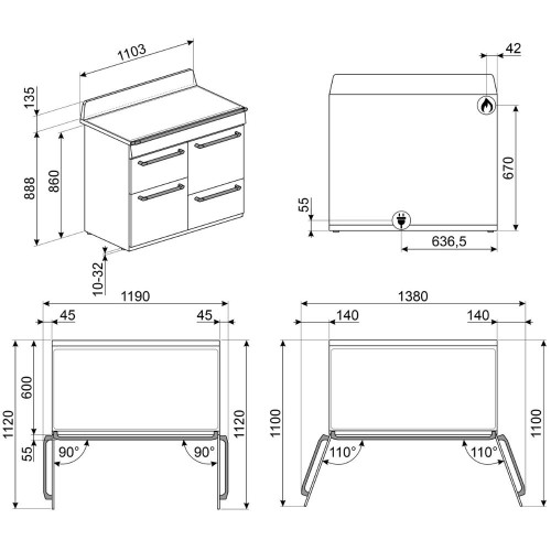 Варочный центр Smeg TR4110X-1