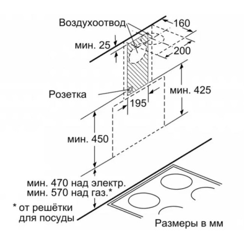 Вытяжка для настенного монтажа BOSCH DWK66AJ20T