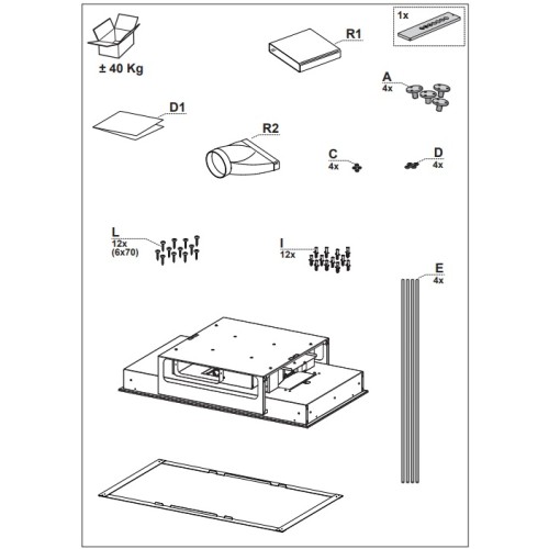 Встраиваемая в потолок вытяжка Faber INSIDE UP IX KL A90