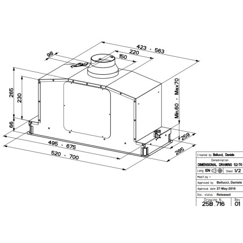 Встраиваемая вытяжка Faber IN-LIGHT EV8P X A70