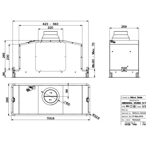 Встраиваемая вытяжка Faber IN-LIGHT EV8P X A70