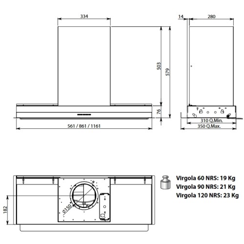 Встраиваемая вытяжка Falmec VIRGOLA TOUCH NRS 90