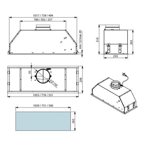 Встраиваемая вытяжка Falmec GRUPPO INCASSO EVO 50 (800)