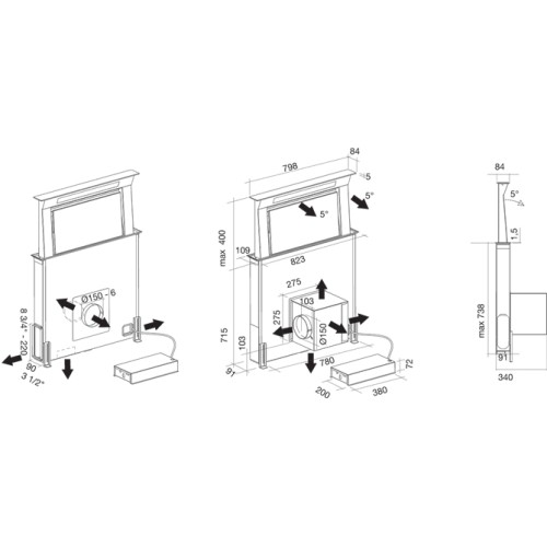 Встраиваемая вытяжка Falmec Down Draft 90 vetro ECP white