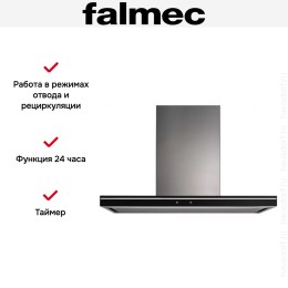 Вытяжка Falmec SILENCE LUMINA NRS 90 INOX VETRO NERO (800)