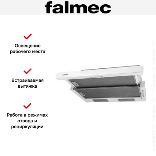 Встраиваемая вытяжка Falmec Slim 60 WH Glass