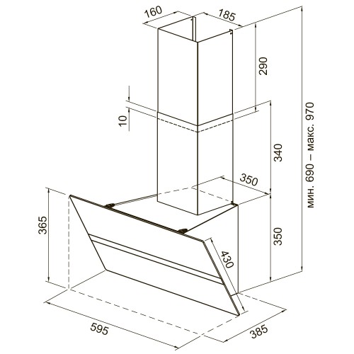 Вытяжка KRONA GABRIELE E 600 black/inox 1 S
