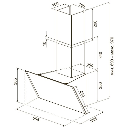 Вытяжка KRONA GABRIELE E 600 black/inox 2 S