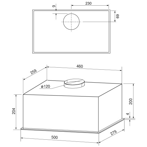 Встраиваемая вытяжка Krona ARVEN 500 BLACK PB V2
