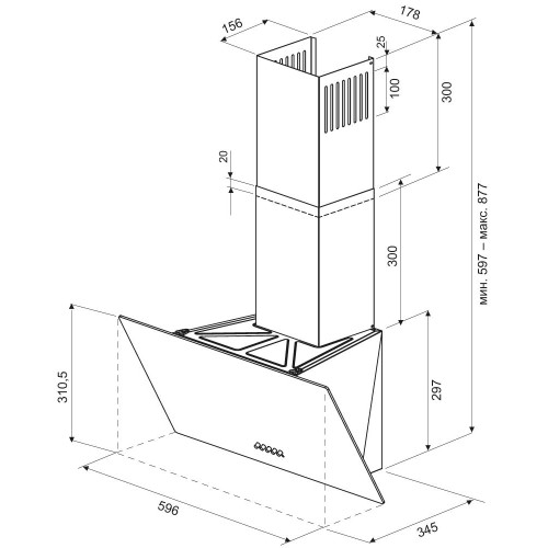 Вытяжка Krona JINA 600 BLACK PB