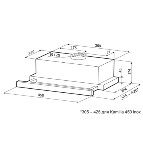 Встраиваемая вытяжка KRONA KAMILLA 450 BLACK