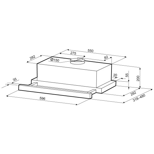 Встраиваемая вытяжка Krona KAMILLA T SENSOR 600 Black