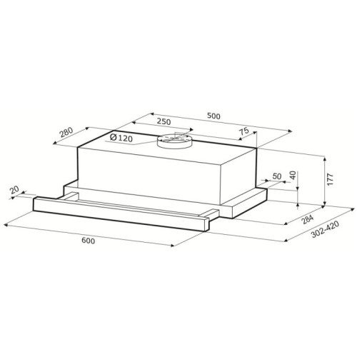 Встраиваемая вытяжка KRONA KERRY 600 INOX PB