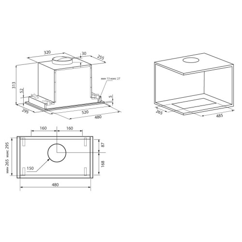 Встраиваемая вытяжка Krona SELINA 600 GLASS BLACK S
