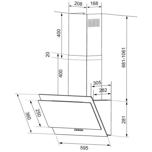 Вытяжка Krona VENERA 600 black PB
